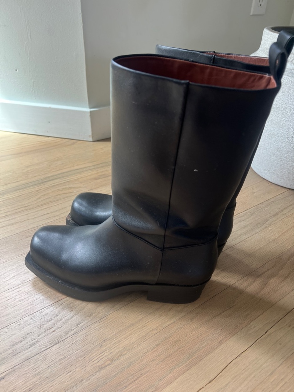 Zara Black Mid-Calf Combat Boots